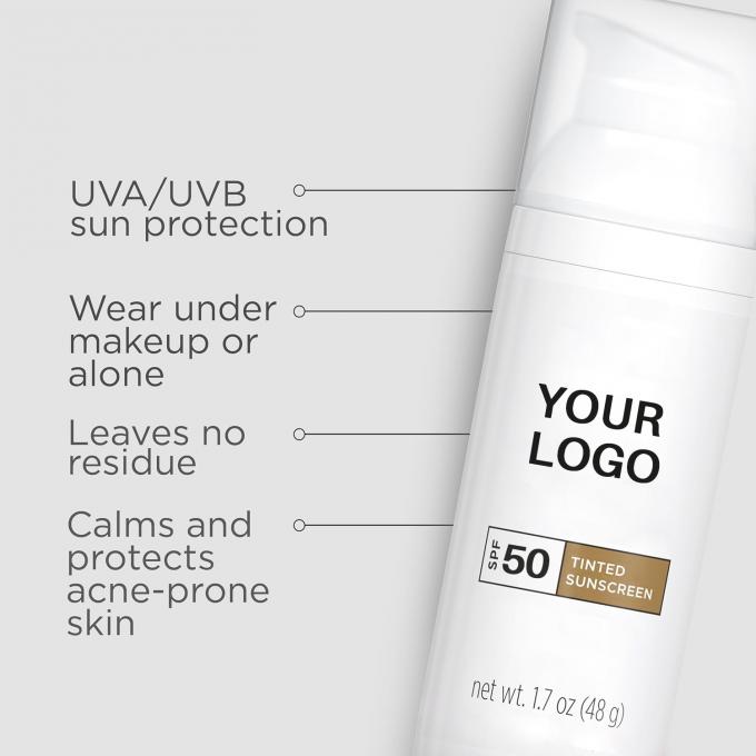 समर्थन निजी लेबल रंगीन चेहरा सनस्क्रीन SPF 50 के साथ जिंक ऑक्साइड टाइटेनियम डाइऑक्साइड 1