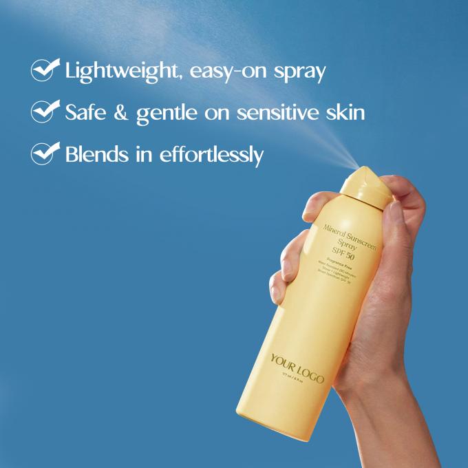 निजी लेबल SPF 50 सनस्क्रीन स्प्रे ट्विन पैक वाटर रेसिस्टेंट सनस्क्रीन पैक 2 1
